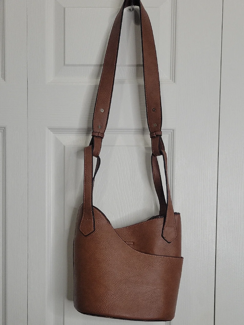 K. Carroll Brown Vegan Leather Bucket Crossbody Bag - Picture 3 of 7